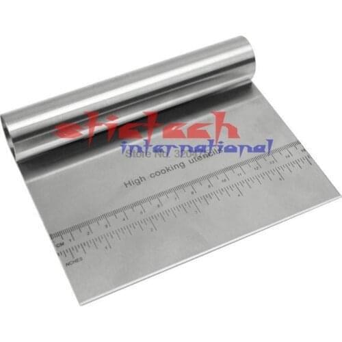 By dhl or ems 50pcs Stainless Steel Pizza Dough Scraper Cutter Kitchen Flour Pastry Cake Tool Scale Best Price High Quality