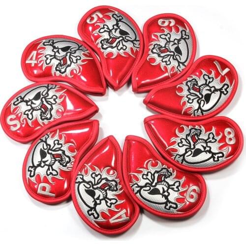 9pcs Iron Headcover Club Head Cover iron head covers Pu Leather Golf Head Cover