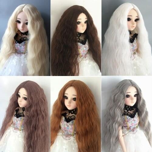 Free Shipping for 1/3 1/4 1/6 1/8 Bjd Hair High Temperature Fiber Black Gold White Long Curly Bjd Wig SD BJD Doll Curly Hair