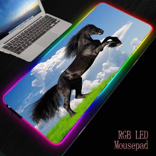 Animal Horse Large Mouse Pad RGB Profession Gaming Accessories Mouse Pad 30X80/40X90CM Mouse Mat with Locking Edge for CSGO LOL