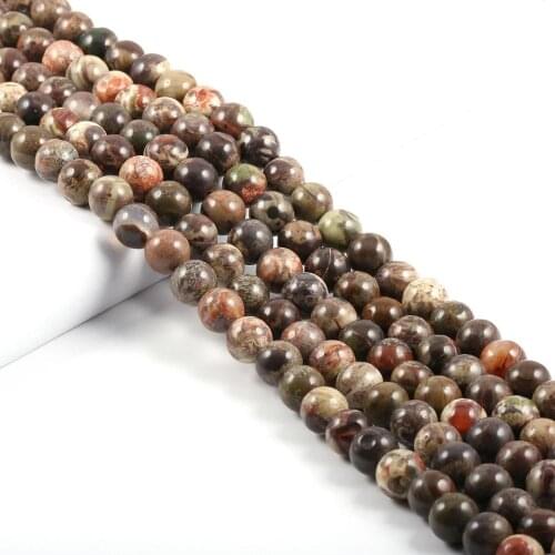 Natural stone beads Round Shape wood grain Ocean Stone loose Spacer beaded for Jewelry Making Necklace DIY Bracelets Accessories