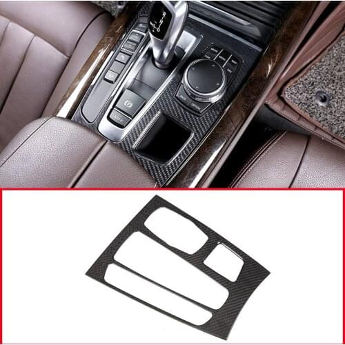 Real Carbon Fiber Style Center Console Gear Shift Panel Decoration Trim For BMW X5 X6 F15 F16 2014-2018 Car Accessories