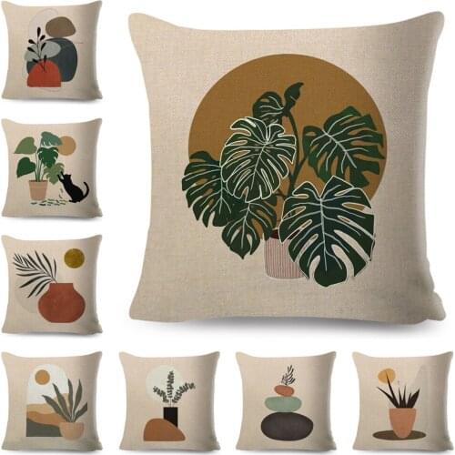 Nordic Style Plant Tree Cushion Cover Decor Geometric Abstract Modern Art Pillow Case for Sofa Home Polyester Pillowcase 45*45cm
