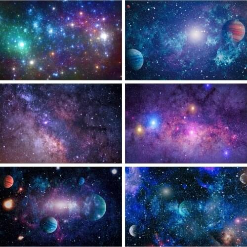 Laeacco Baby Birthday Photozone Universe Space Planets Glitters Earth Little Astronaut Newborn Backdrops Photography Backgrounds