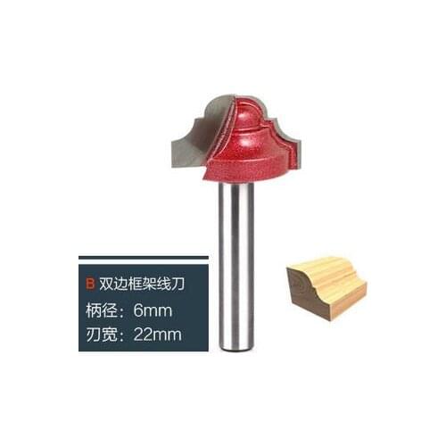 1pc B-6*22mm(Shank*Blade Width)3D Lace Woodworking CNC Engraving Machine Milling cutter, double blades frame tools