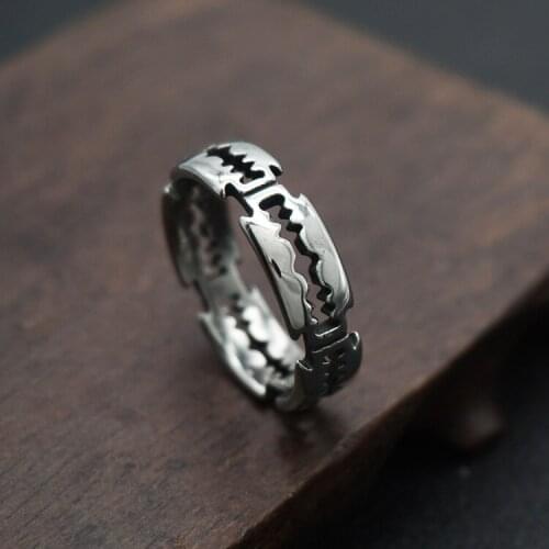Personality Exaggerated Titanium Steel Blade Ring Mens Rock Punk Razor Ring Trend Men Street Motorcycle Party Jewelry