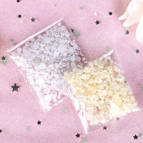 1000pcs/pack Mixed Size ABS Imitation Pearls Half Round Flatback Resin Pearls For DIY Craft Decoration Nail Art Decoration Craft