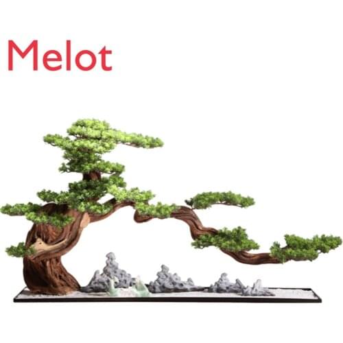 Zen New Chinese Style Artificial Greeting Pine Decoration Bonsai Dry Landscape Hallway Hotel Sales Office Soft Decoration