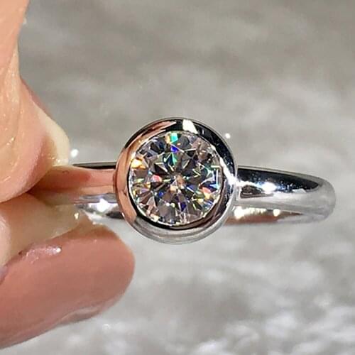 14K Au585 White Gold Women Ring Moissanite Diamonds 1 2 3 4 5 Carat Round Bubbles Wedding Party Engagement Anniversary Ring