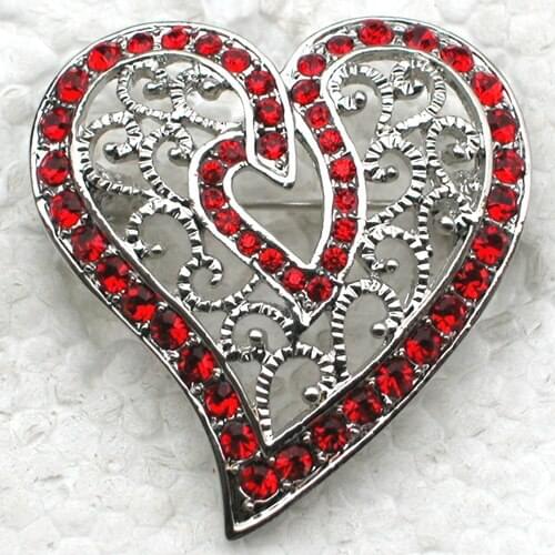 Red Rhinestone Heart Pin brooches C406 C