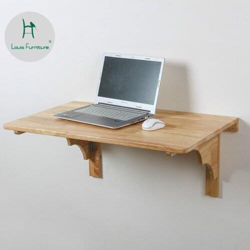 Louis Fashion Wall Hanging Table Solid Wood Computer Folding Dining Against