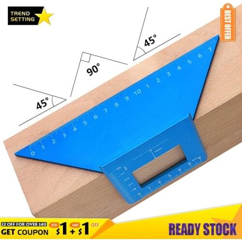 LAMEZIA Multifunctional Angle Ruler Aluminum Alloy T-type Scriber 45-degree Scribing Guiding Protractor