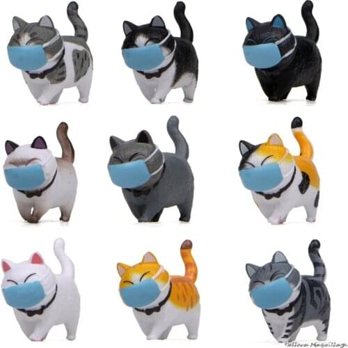 Cartoon Face Cover Cat Mini Model Figurine Ornament Micro Landscape Decor Cat Figurine DIY Mini Landscape Home decor