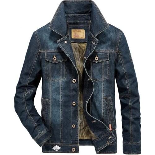 Mcikkny Men Vintage Cargo Denim Jackets And Coats Loose Trucker Outwear Tops For Male Clothing Spring Autumn