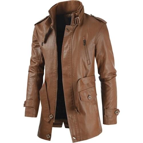 Mens Leather Jackets Mens Winter Fashion Warm PU Leather Jacket Casual Motorcycle Windbreaker Leather Coat Outerwear Male 4XL