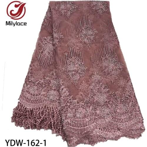 Nigerian Lace Fabric High Quality Tulle Lace Fabric African French Net Lace with Stone for Wedding Dress YDW-162