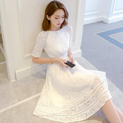2017 new Womens Elegant Sexy Lace See Through Tunic Casual Club Bridesmaid girls of Bride Dress Skater A-Line Party Dress