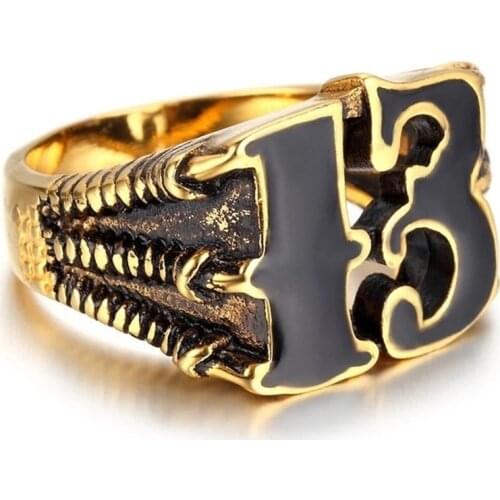 New Men Fashion Ring Alloy Numeral 13 Punk Rings Vintage Party Gift For Men Jewelry Accessories Free Shipping
