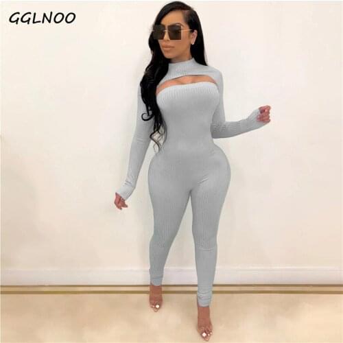 GGLNOO New Outfits Black Solid Ribbed Sweat Suit Matching Sets Backless Jumpsuit Crop Top Set Tracksuit Two Piece Set GG231415