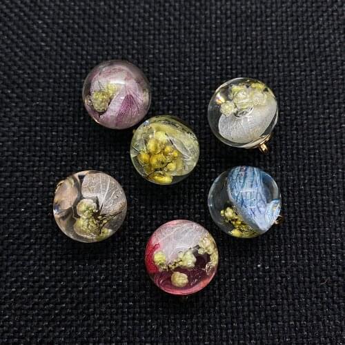 Wholesale 5pcs/pack of Glass Ball Glass Jars Color Dried Flowers and Leaves Exquisite Pendant DIY Fashion Jewelry Accessories