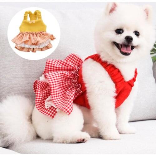 Dog Skirt Summer Ruffled Hem Two-legged Breathable Polyester Bow-knot Decoration Pet Dress For party vestidos de verano 2021