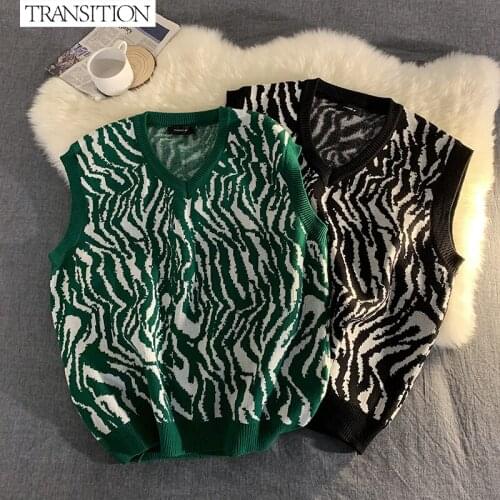 Flat neutral style new woolen vest mens v-neck sweater thick knitted vest waistcoat couples can wear