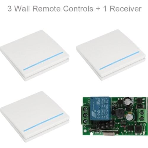 QIACHIP Wall Panel 433 MHz RF Remote Controls + 433Mhz Wireless Remote Control Switch AC 110V 220V 1CH RF Relay Receiver Module