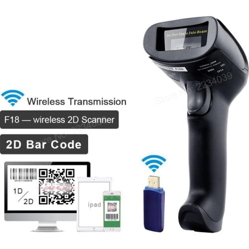 Handheld Wirelress Barcode Scanner 1D/2D QR Bar Code Reader For Mobile Payment Computer Screen F18