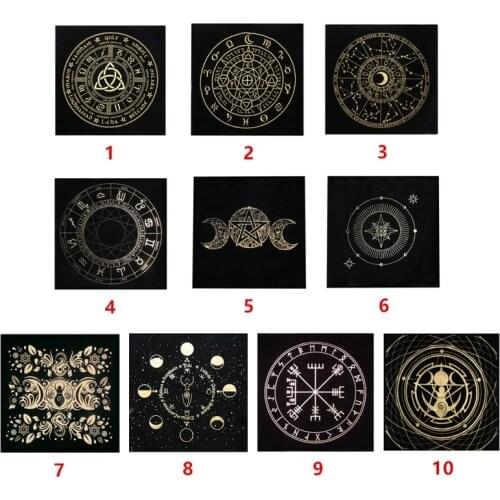 Pentagram Tarots Tablecloth with Bag Velvet Altar Tarots Cloth Divination Astrology Board Game Pentacles Vintage Card Pad