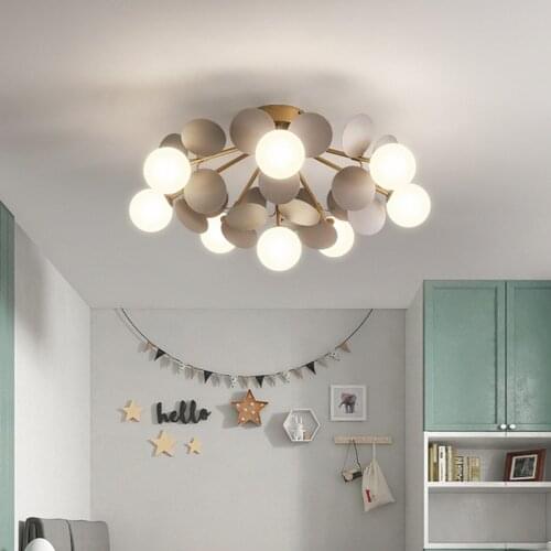 Modern Leaves Ceiling Chandelier Nordic Glass Balll Ceiling Lamp For Bedroom/Living room Creative Children Light Fixture
