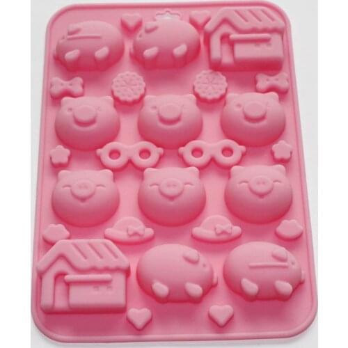 Piggy House Heart Glasses Chocolate Candy Cookie Soap Silicone Mold Fun Maker