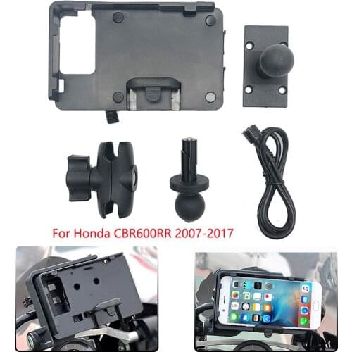 For Honda CBR600RR CBR600 RR 600RR 2007-2017 Motorcycle USB Charger Mobile Phone Holder 4.0 to 6.3 inches GPS Navigation Bracket