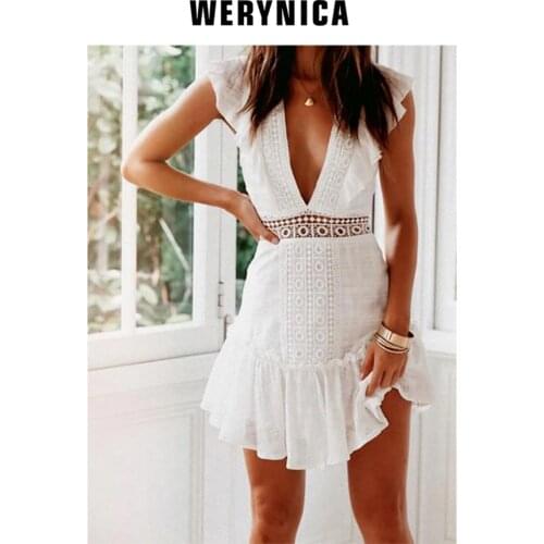 Werynica new summer clothes for women elegant vintage dress White Lace dress summer 2019 bohemian women fashionable female