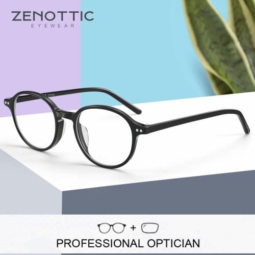ZENOTTIC Round Prescription Progressive Glasses Frame Women Men Anti Blue Light Photochromic Optical Eyewear Myopia Eyeglasses