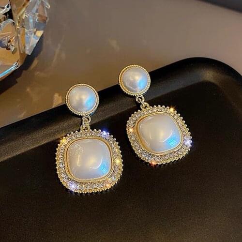 Trend Simulation Pearl Long Earrings Female Elegant Luxury Korean Love Heart Sweet Pearl Geometric Round Wedding Jewelry Earring