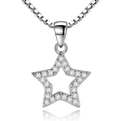 100% 925 sterling silver fashion geometric design shiny crystal ladies' necklaces box chain for women jewelry gift wholesale