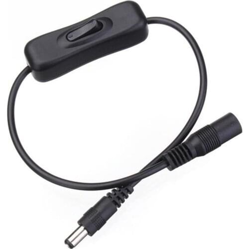 1pcs 5.5*2.1mm DC Power Plug Connector Switch on/off Black LED Strip Wire Switch Cable For SMD 5050 3528 Single Color Strip