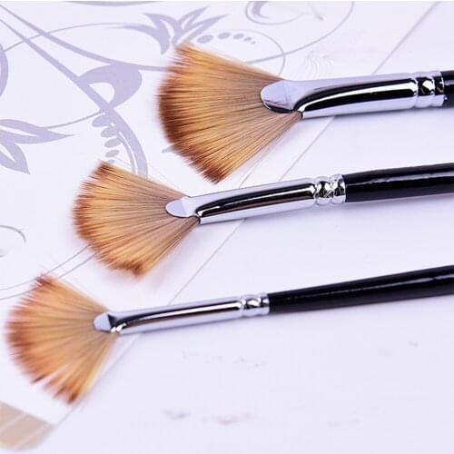 3pcs/set Fan shaped Nylon Hair Paint Brush Copper Tube Watercolor Gouache Drawing Brushes Art Supplie Watercolor Paint Brush Set