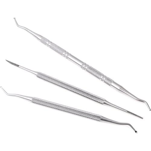 3pcs Toe Nail Care Hook Ingrown Double Ended Ingrown Toe Correction Lifter File Manicure Pedicure Toenails Clean Foot Care Tool