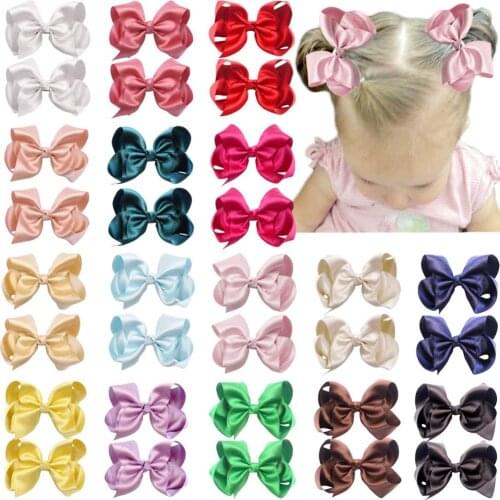 32PCS 4.5 Inch Hair Bows Clips Premium Glitter Silky Ribbon Boutique Hair Bow Alligator Clips For Girls Teens Toddlers Kids