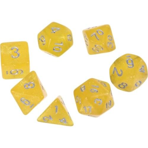 7pcs Acrylic Polyhedral Dice Glitter Double Colors Sided Dices Table Game