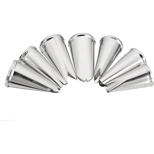 7Pcs/Set Silver Pastry Nozzle Leaf Shape 304 Stainless Steel Cookies Supplies Fondant Decor Multi Purpose Kitchen Gadgets