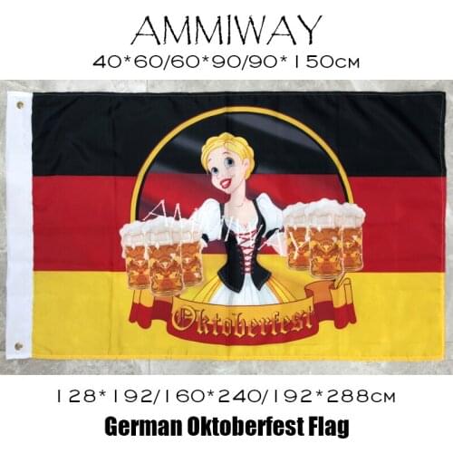 AMMIWAY Any Size Germany Munich Oktoberfest Beer Party Flags and Banners Polyester Printed German Oktoberfest Flags