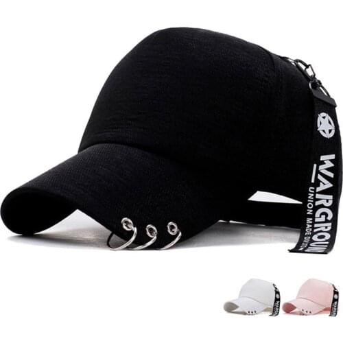 New Hot selling iron ring K POP Baseball Cap Men Women good quality cotton adjustable snapback Hat black cool Casquette garros