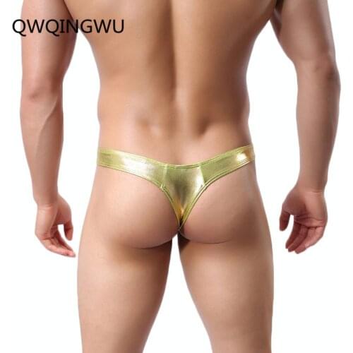 Brand Sexy Briefs Thong Mens Underwear Cool Man Panties Patent Leather Underpants Imitation Leather Wetlook Briefs Thongs