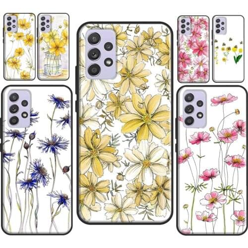 Yellow Cosmos Flowers Lavender Case For Samsung A71 A51 A41 A31 A20e A21S M31 A02 A30 S A40 A50 A70 A12 A72 A52 Cover