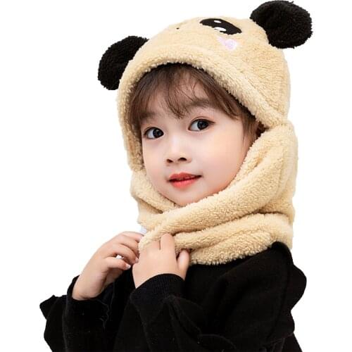 Child Hat Cartoon Velvet Neckerchief Baby Boys Girls Animal Casual Spring Fall Windproof Wide Scarf
