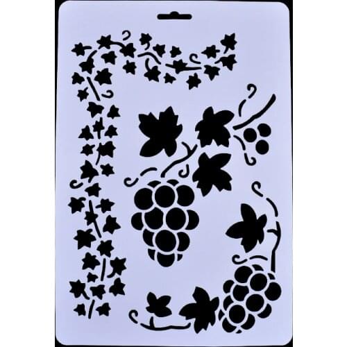DIY Layering Stencil Masking Spray Template Scrapbooking Stamp Album Decorative Embossing Paper Card Craft Grapes Leaves