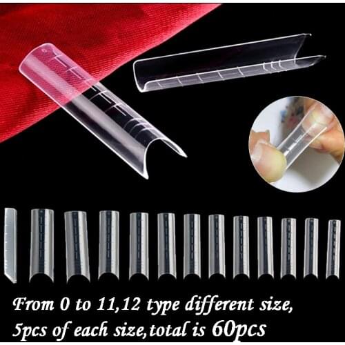 60pcs/set Fake Nail Extened Mold Square Stiletto False Nails Tips UV Gel manicure Mold Easy To Apply Nail Extension Forms