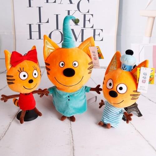 27-33cm Russian Three Happy Cats Plush Toy Doll Cookie Candy Pudding Doll Action Figure children Toy Christmas Gift
